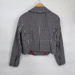 J. Crew Preppy Moto Jacket Womens 10 Blue White Gingham Plaid Cotton Linen NWOT Photo 5