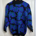 Vintage 80’s Spunky Floral Sweater Purple Green Black No Size Approx. Medium Photo 0