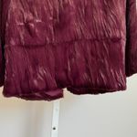 Rachel Roy sz S cropped Y2k style Burgundy faux Fur Coat Purple Photo 7