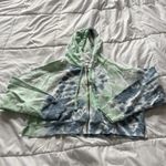 Aeropostale Womens Small Tie Dye Cotton Blend Cropped Full Zip Hoodie Blue Green Photo 0