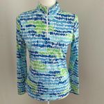 Icikuls Blue/Whit/Green Print Golf/Tennis Long Sleeved Polo sz XS Blue Photo 0
