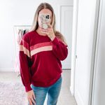 THE GREAT Maroon Striped Crewneck Sweatshirt Red Size M Photo 9