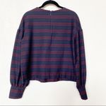 ZARA Maroon Navy Stripe Bubble Sleeve Top Size Large Photo 8