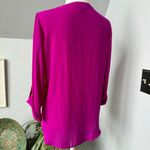 Counterparts Bright Pink 1/2 Button‎ Blouse w/ Button Up Sleeves size Small Photo 2