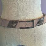 White House | Black Market tan suede and gold snakeskin patchwork leather belt Photo 0