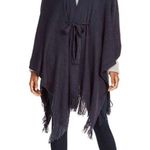 Grey Knit Belt Tie Waist Wrap Poncho Cardigan OSFM Gray Photo 5