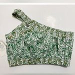 Hyacinth House Gina Crop Top Size S NWT Green Floral One Shoulder Cotton Boho Photo 6