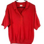 Newport News Red Short Sleeve Collared Henley Knit Pullover Sweater Women Sz M Photo 0
