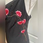 Dress Barn Vintage 90s Y2K Cowl Neck Beaded Dress Asymmetrical Floral Size 10 Black Photo 2