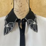 Elie Tahari EMBROIDERED COLLAR 100% SILK SHIRT BLOUSE IN BABY BLUE Sz XS Photo 8