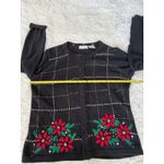 White Stag Vintage 1990 ‎ Christmas Cardigan Womens L Poinsettia Embroidered Photo 5