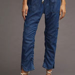 Pilcro Cottage Utility Jeans Size Large Drawstring Waist Ankle Cargo Denim Photo 0