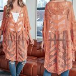 Embroidered Mesh Kimono‎ Orange Photo 2