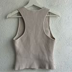 Babaton Cream Ribbed Sleeveless Tank Top Photo 5
