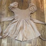 Chic Mable Tan Jumpsuit with crisscross open midriff with tie back. Size M Photo 6