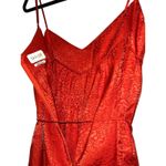 Saylor Red Orange Jacquard Jumpsuit Spaghetti Strap Wide Leg XS Formal Wedding Photo 9