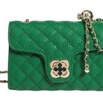 Vegan Quilted Textured Flap Crossbody Bag Green Photo 0