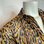 Vintage Sheer Leopard Print Dress Flutter Sleeves Animal Jungle 80s Collar Midi Size XS Photo 4