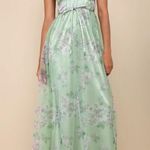 Lulus Delightful Invitation Green Floral Tulle Sleeveless Maxi‎ Dress Size M Photo 0