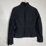 J.Crew Size 2 Wool Blend Black Womens Leather Button Ruffle Equestrian Jacket Photo 2