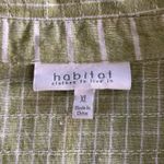 Habitat  Womens Size XL Top Button Down Collared High Low Plaid Green White Linen Photo 6