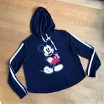 Disney Mickey Mouse Lightweight Hoodie, Racer Stripe Arm, Black, White, Size XS Photo 1