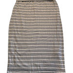 Max Studio  Women’s Maxi Pencil Skirt Tan Navy Blue Stripes Size Large Lined Photo 0