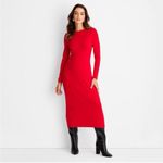 A New Day NWT Ribbed Long Sleeve Red Maxi Dress M Photo 3