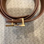 Brown Leather Belt with Gold Buckle Photo 3