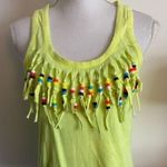 Love moschino  • Neon Yellow Fringe Beaded Tank Top Photo 1
