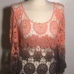 Angie  eyelet lace Ombré pink gray top coverup size M Photo 5