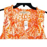 Loft  Women’s Large Orange & White Paisley Lightweight Boho Chic Sleeveless Top Photo 2