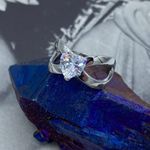 Stainless steel Heart Engagement Ring with Clear CZ Silver Photo 0