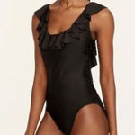 J.Crew NWOT black ruffled scoop back one piece swimsuit 10 Black Photo 0