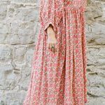 Free People Be Deva Sahara Midi Long Sleeve Dress Pink Floral Size S Photo 0