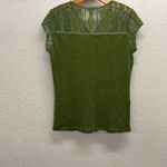 Sundance Linen Lace Accent Cap sleeve Blouse in Moss Green Size Small Photo 3