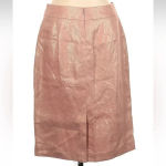 Calvin Klein Size 8 Women’s Knee Length Pencil Skirt 100% Linen Shimmer Pink NWT Photo 2