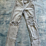 American Eagle  Pale Faded Gray Distressed Highest Rise 90s Boyfriend Size 000 Photo 0