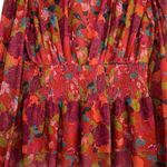 DR2 Daniel Rainn Mesh Floral Babydoll Top Sz. XS Orange Red Peplum Smocked Y2K Photo 5