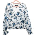 Modcloth  Rodeo Rose‎ Button-Up Western Floral Print Top White Blue Size Large Photo 0