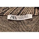 ZARA Jacquard Brown Black Button Down Shirt Wide Pants Photo 2