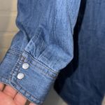 Blue Denim Shirt Dress snap button up long sleeve cotton soft Jean xxl Photo 3