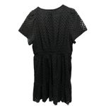 Anthropologie  Black Eyelet Smocked Waist Tiered Ruffle V Neck Dress XL Photo 2