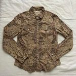 Axes Femme Tan floral snap western shirt with a boho vibe Size M Photo 0