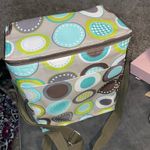 Thirty One Insulated Zip Cooler Picnic Bag Minty Chip Circles Adjustable Strap Brown Photo 8