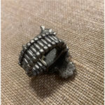 Pewter Tone Black Jewel Embellish Owl Stretch Ring One Size Boho Kitschy Cottage Gray Photo 2