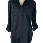 Style & Co SZ 18 Top Faux Button-Up Roll-Tab Sleeve Pocket Stretch Side Zip Photo 2