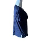 Michael Kors  Navy Blue Lace-Up Criss Cross Front Blouse Women's Size M‎ Photo 3