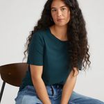 Universal Standard  Tee Rex Peruvian Pima Cotton T Shirt in Deep Sea Green Size X Photo 2