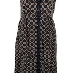 Talbots Pure Silk Midi Shirt Dress 6 Black Tan Pockets Lined Photo 0